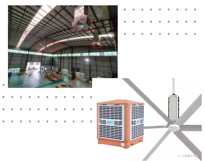 環(huán)?？照{(diào)+工業(yè)大風(fēng)扇高大廠房降溫通風(fēng)方案